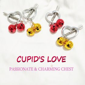 Heart-shaped Chest Clip Sexy Adjustable Nipple Clamp Small Bell Adult Fetish Flirting Sex Toys Bdsm Teasing Breast Couples Woman (Color: gold)